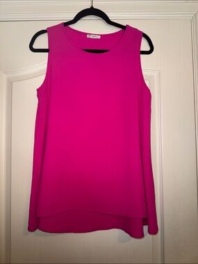 JODIFL Bright Hot Pink Sleeveless Tunic Top Large